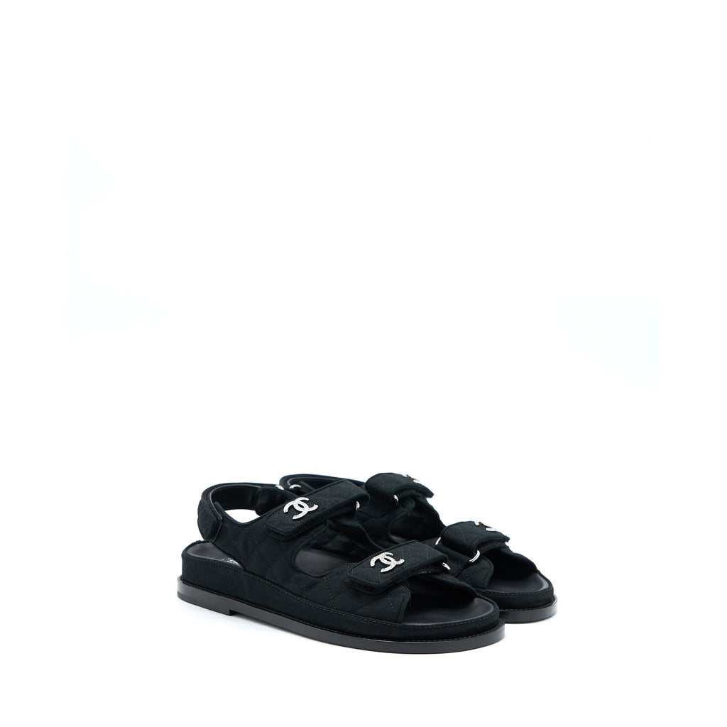 chanel-size-38-5-dad-sandals-with-crystal-logo-black