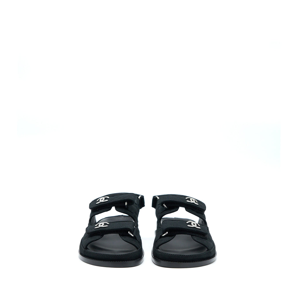 chanel-size-38-5-dad-sandals-with-crystal-logo-black