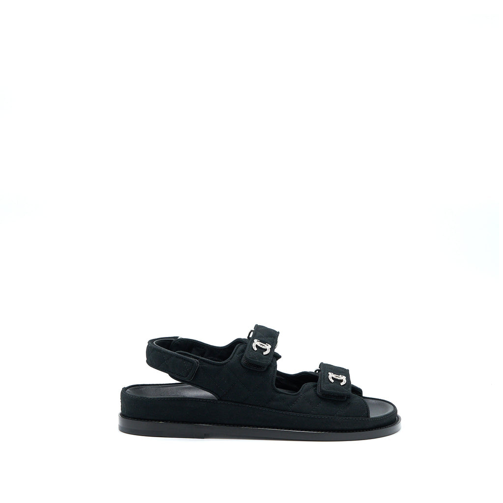 chanel-size-38-5-dad-sandals-with-crystal-logo-black