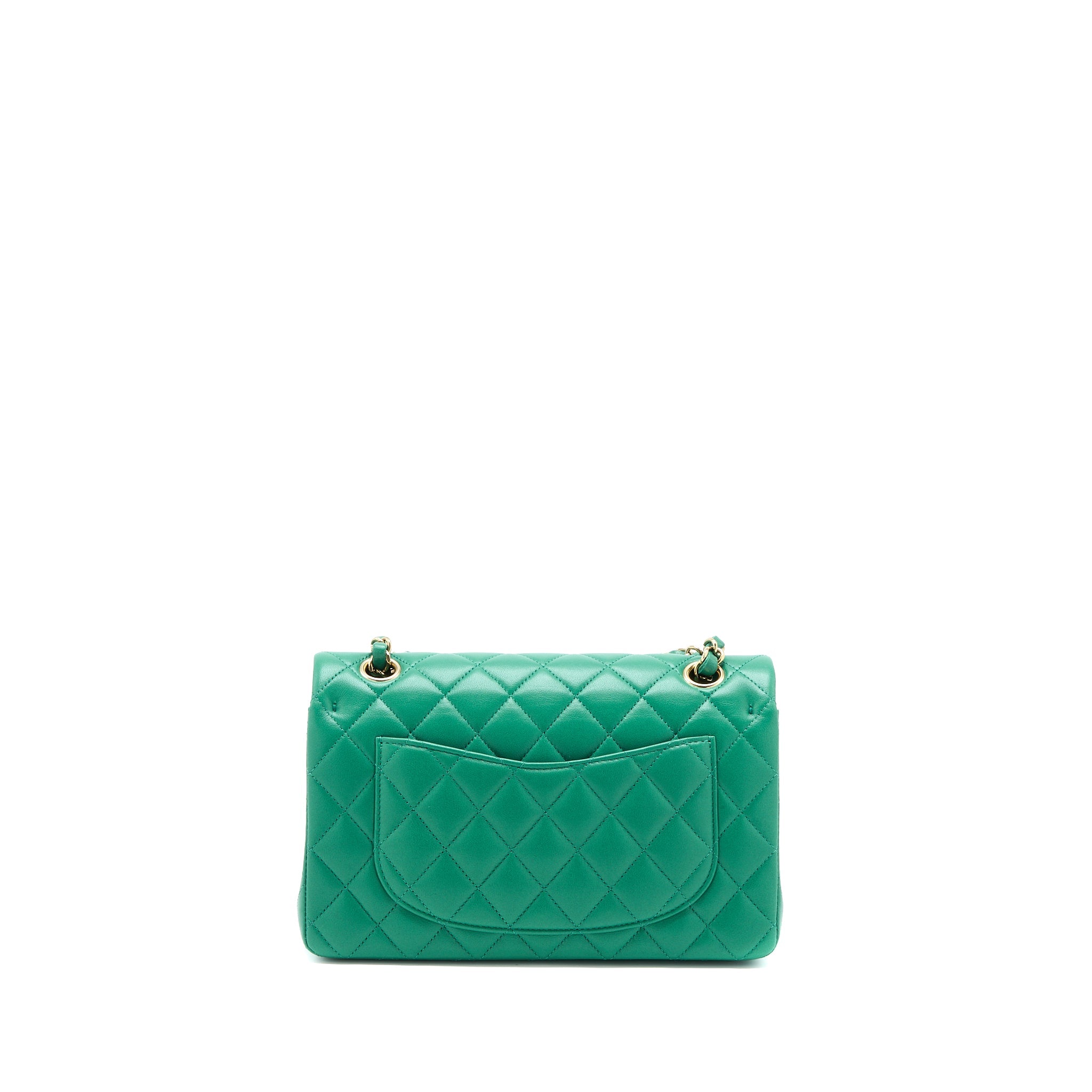 chanel-small-classic-double-flap-bag-lambskin-green-lghwmicrochip
