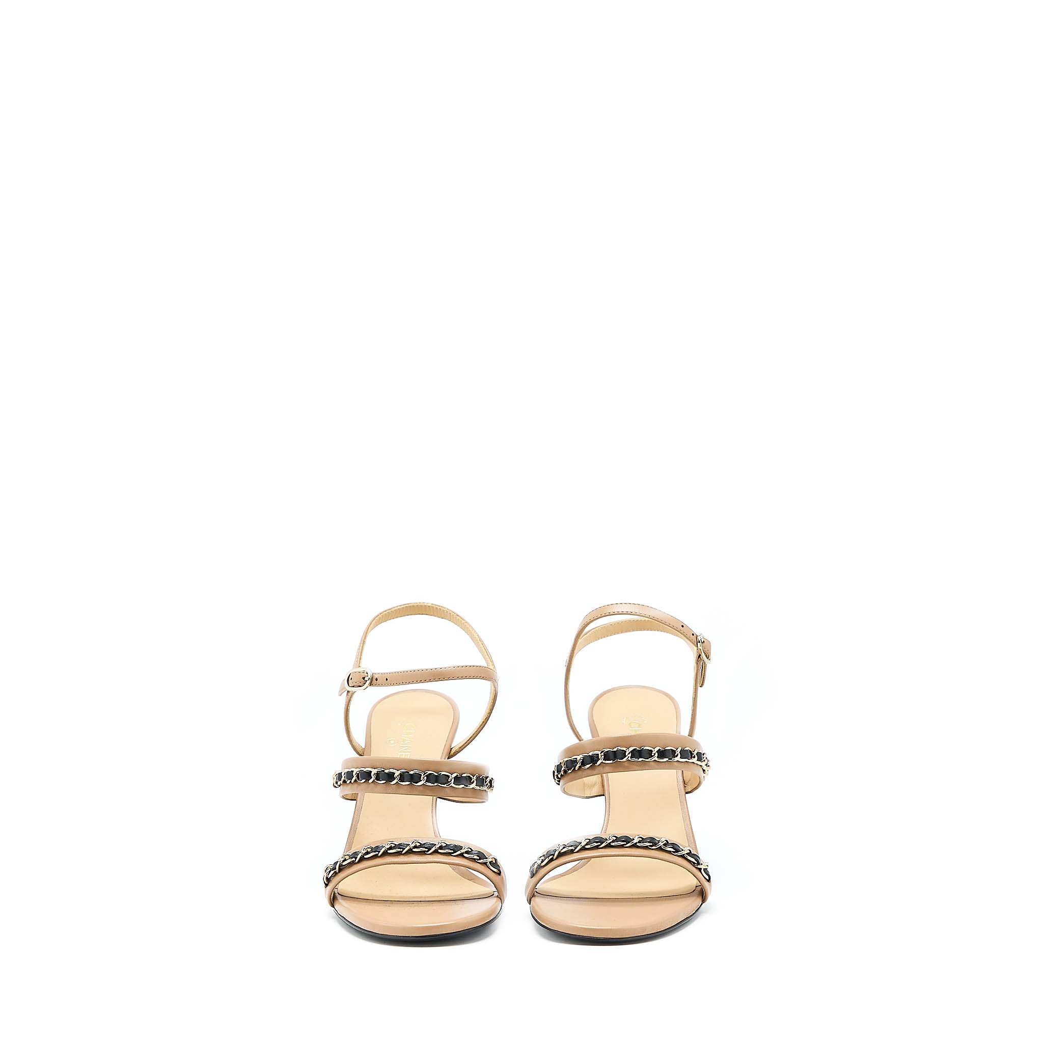 chanel-size-38-leather-chains-heel-sandals-lambskin-beige-black-lghw