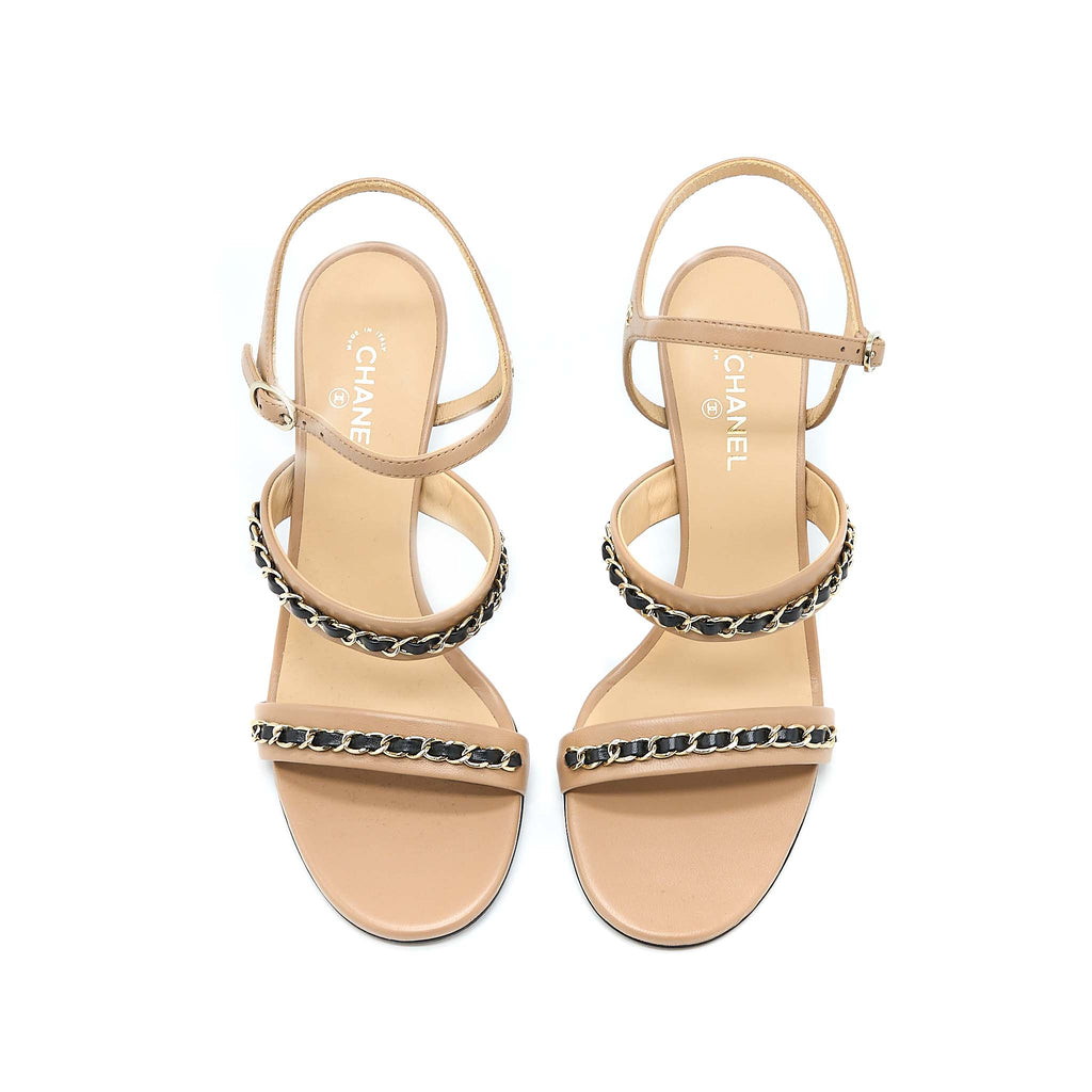 chanel-size-38-leather-chains-heel-sandals-lambskin-beige-black-lghw