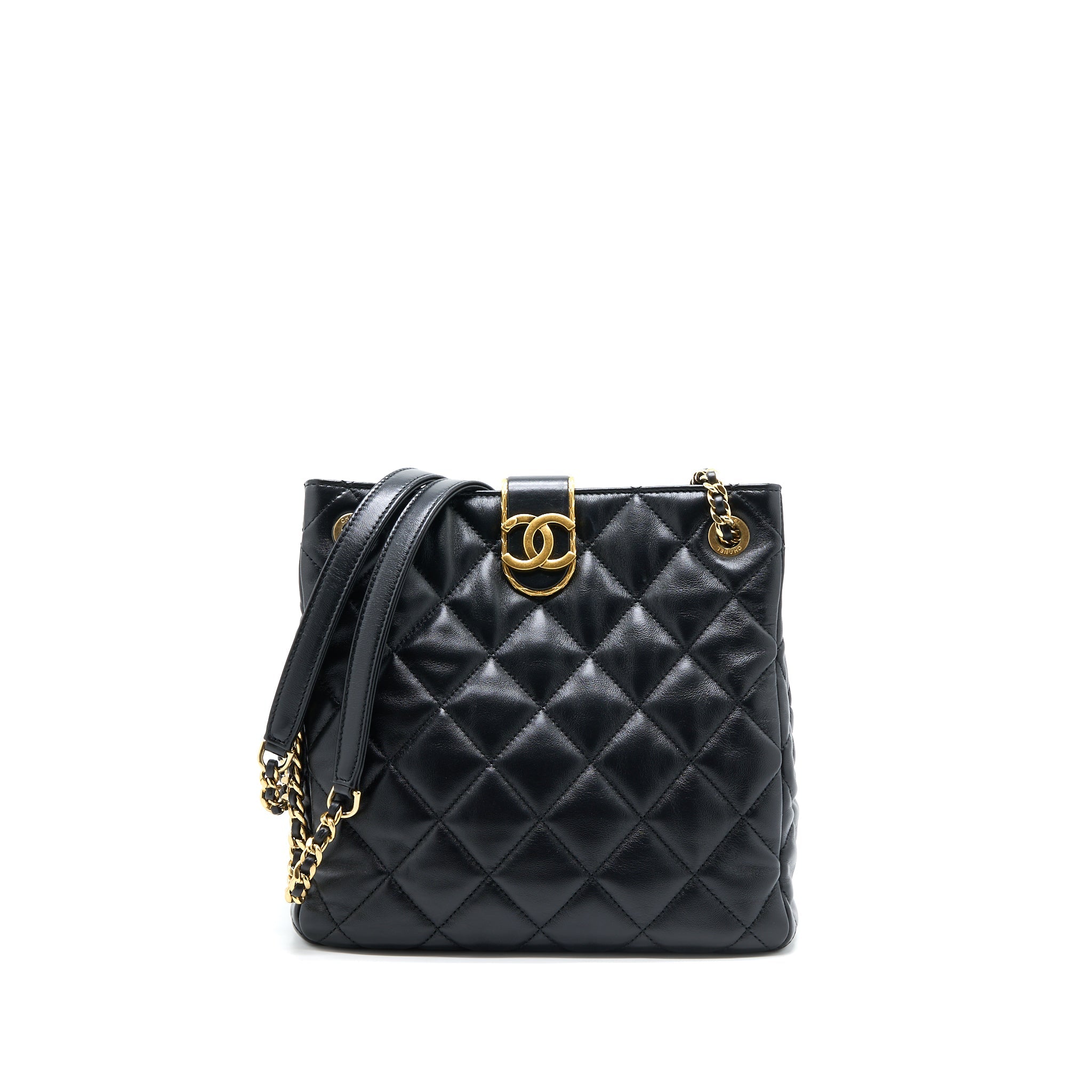 chanel-seasonal-tote-bag-lambskin-black-brushed-ghwmicrochip