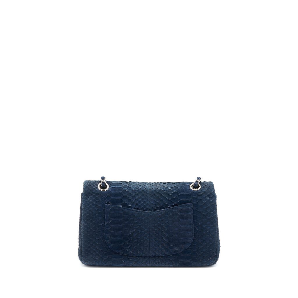 chanel-medium-classic-double-flap-bag-python-dark-brown-shw