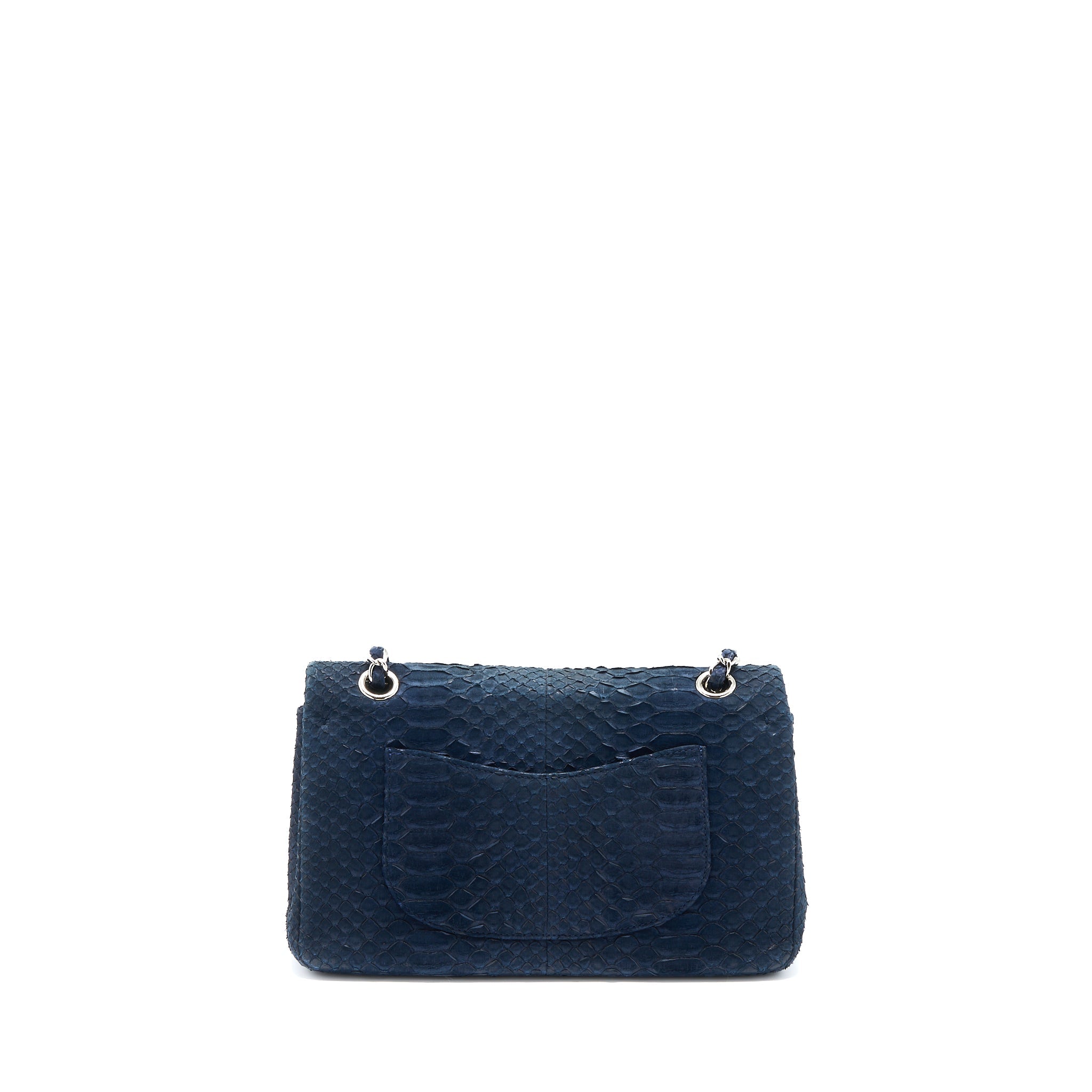 chanel-medium-classic-double-flap-bag-python-dark-brown-shw