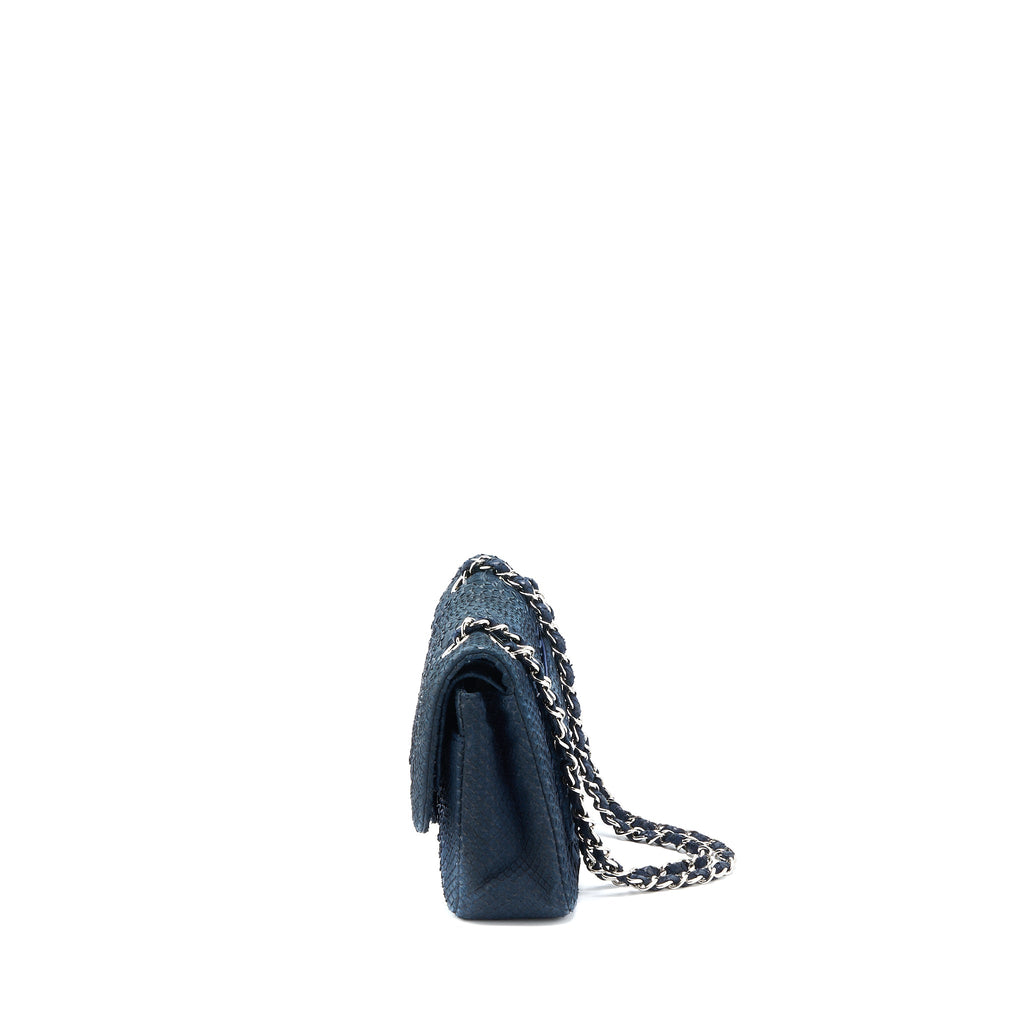 chanel-medium-classic-double-flap-bag-python-dark-brown-shw