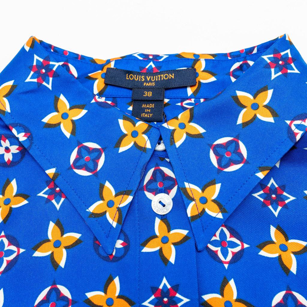 louis-vuitton-size-38-monogram-button-down-blouse-shirt-silk-blue-multicolour