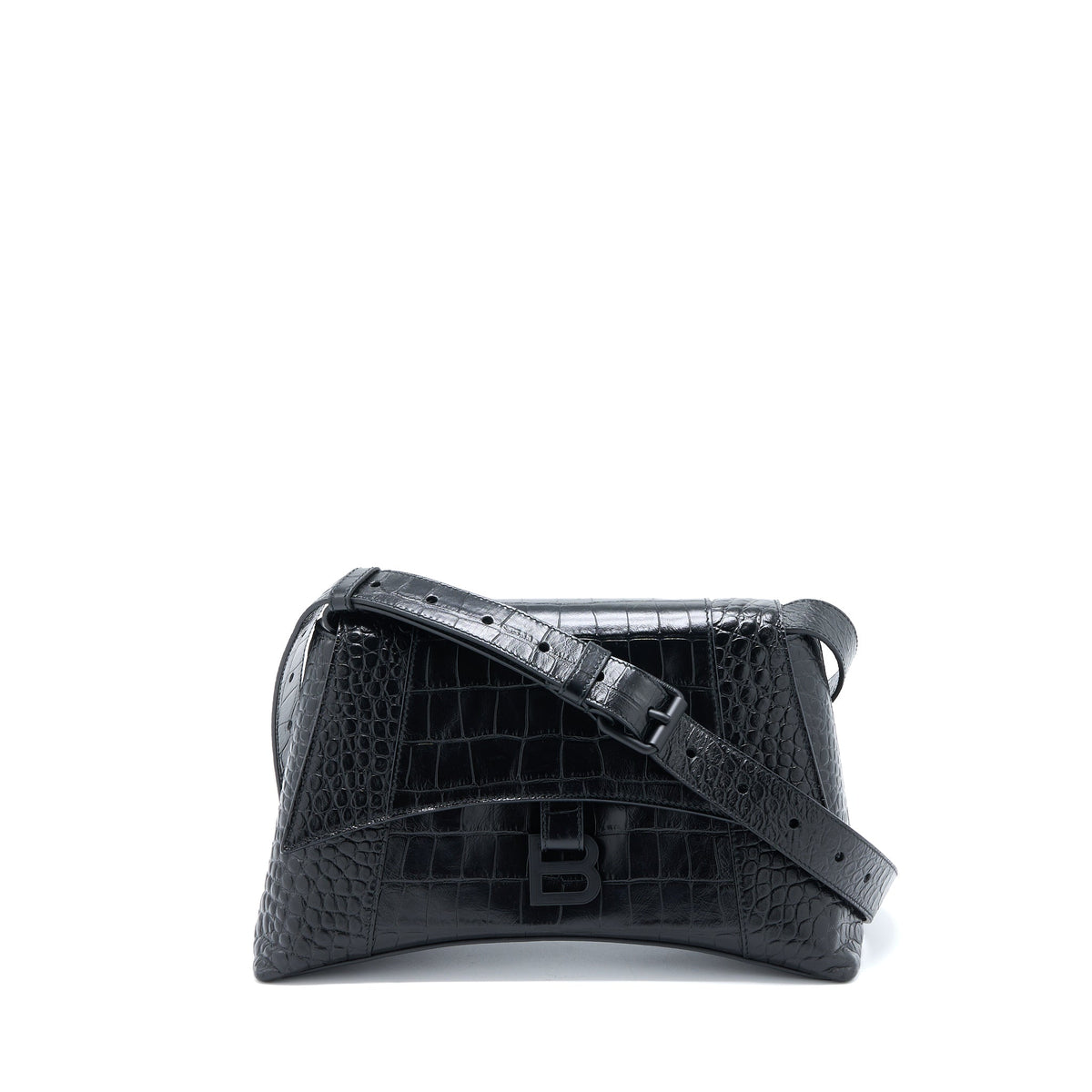 balenciaga-downtown-medium-shoulder-bag-croc-embossed-leather-black-with-black-hardware