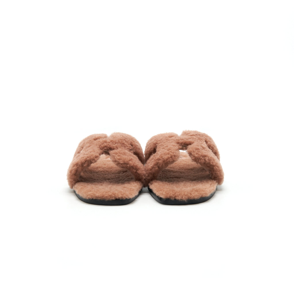 hermes-size37-sandale-oran-peau-lainee-rose-aube