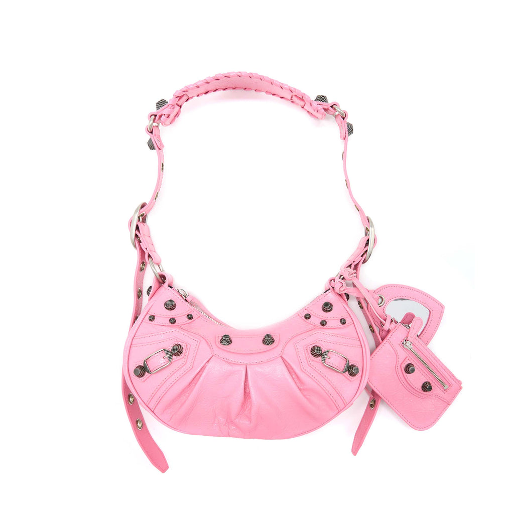 balenciaga-le-cagole-xs-shoulder-bag-calfskin-pink-aged-silver-hardware