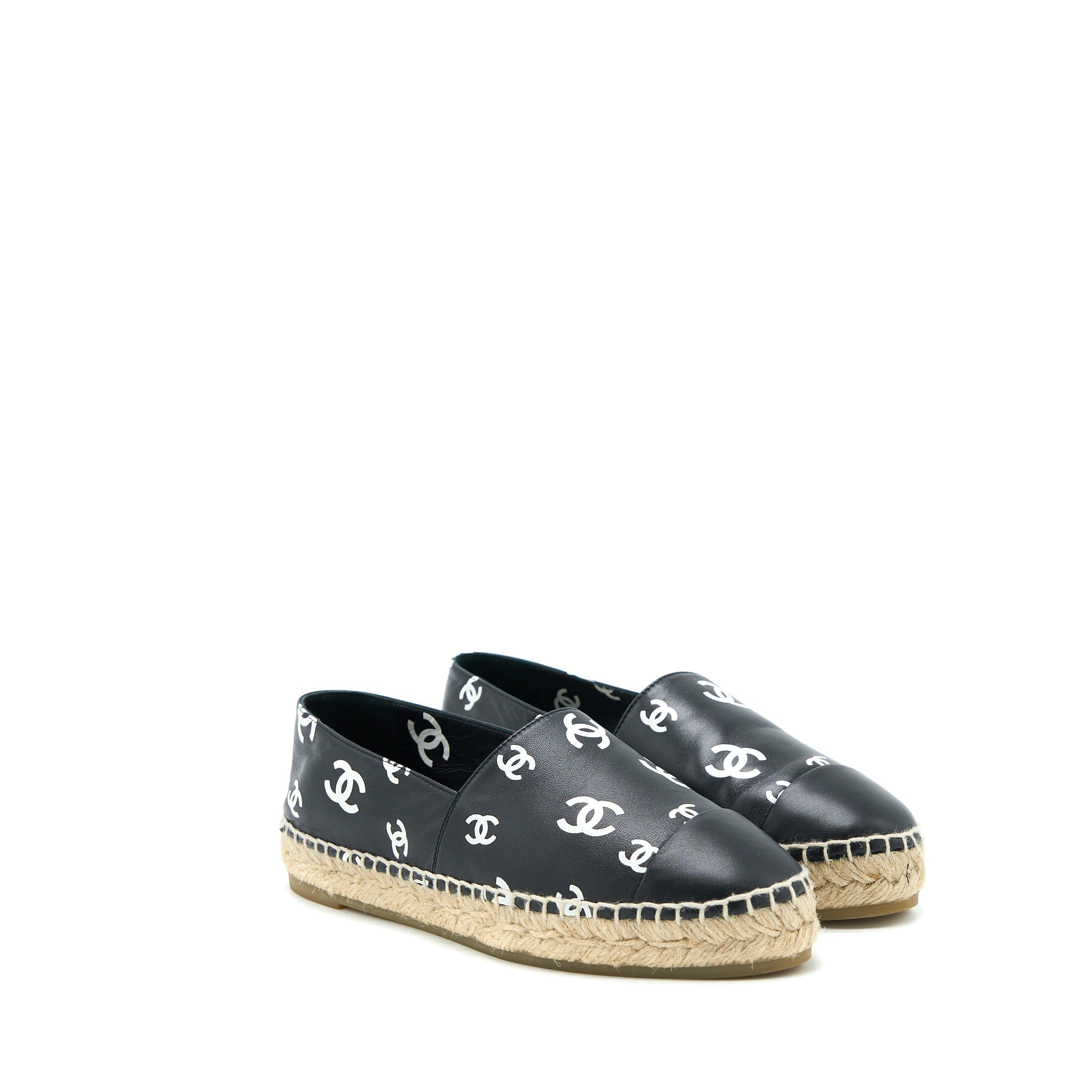 chanel-size-37-small-cc-logos-espadrilles-black-white