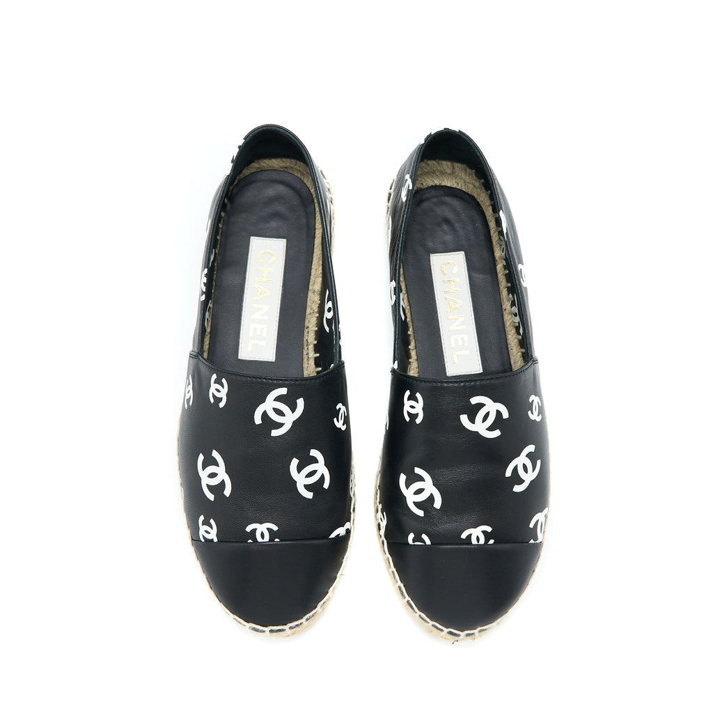 chanel-size-37-small-cc-logos-espadrilles-black-white