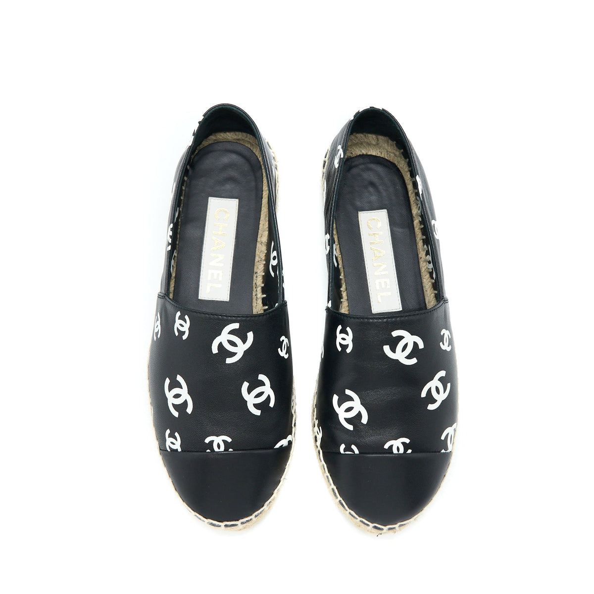 chanel-size-37-small-cc-logos-espadrilles-black-white