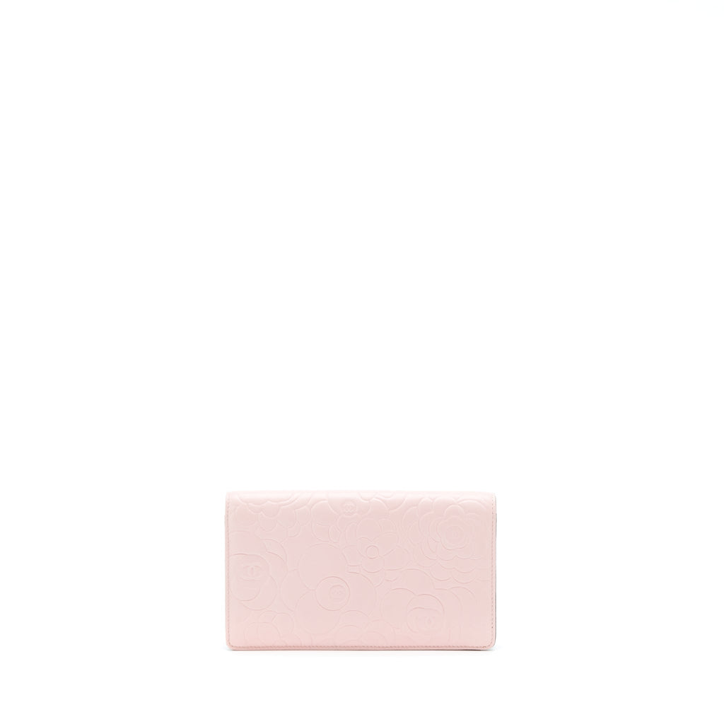 chanel-camellia-bag-long-wallet-lambskin-light-pink-dark-brown-with-shw