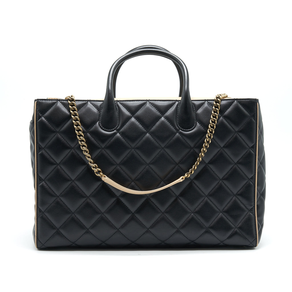 chanel-calfskin-leather-shopping-bag-black-beige