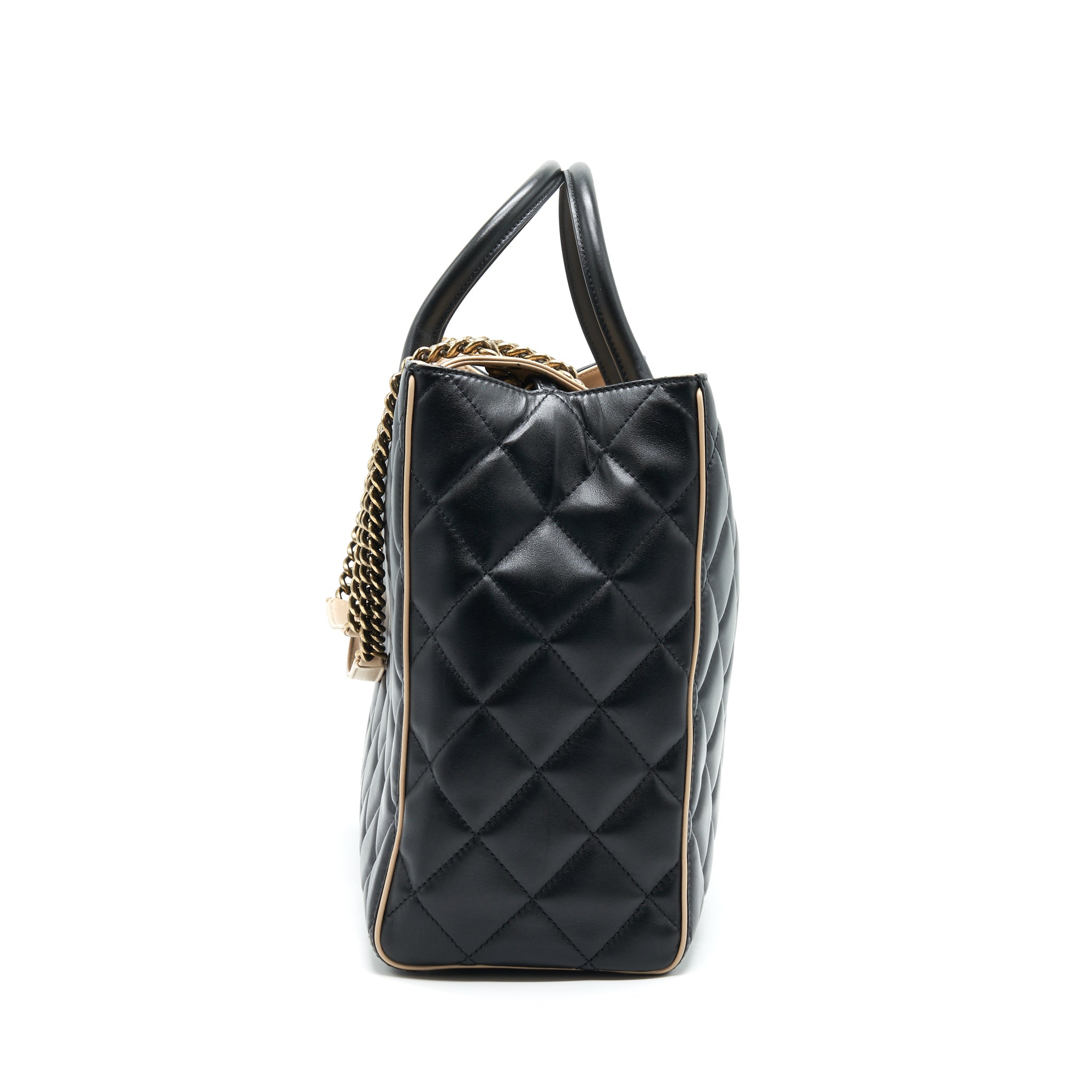 chanel-calfskin-leather-shopping-bag-black-beige