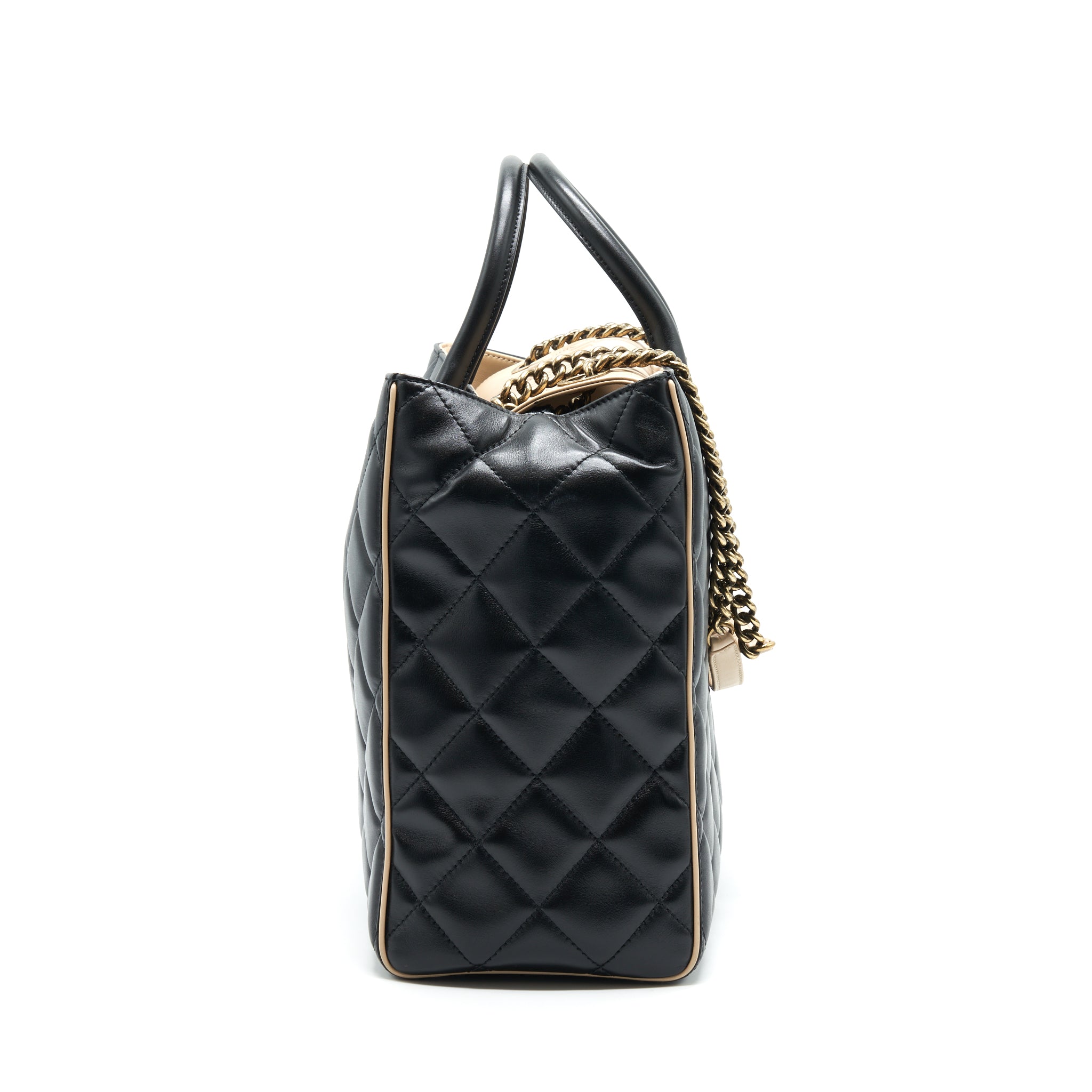 chanel-calfskin-leather-shopping-bag-black-beige