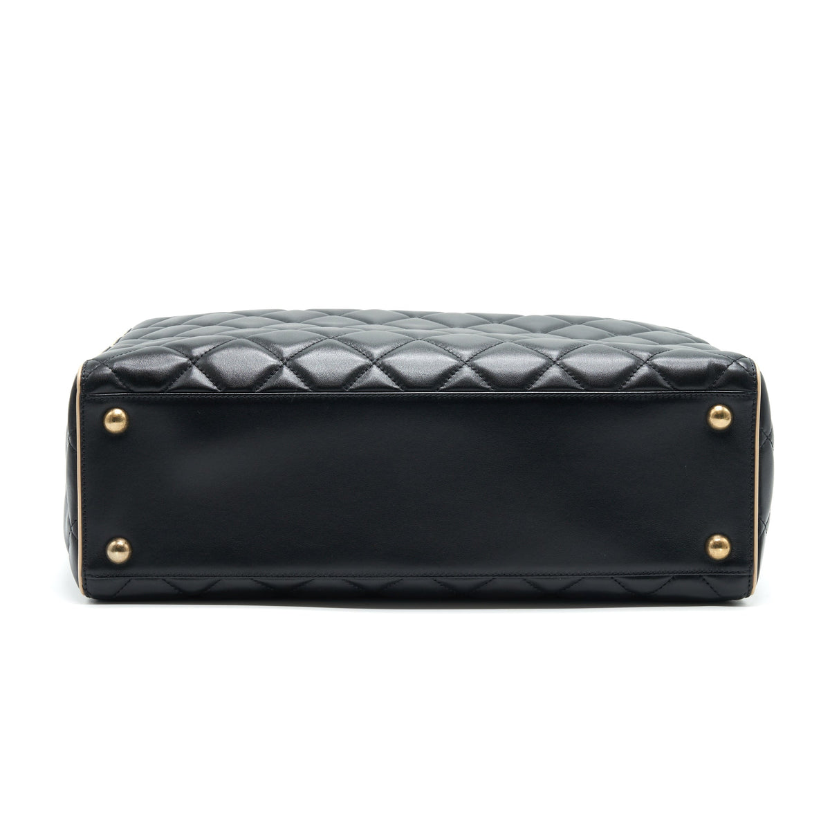 chanel-calfskin-leather-shopping-bag-black-beige