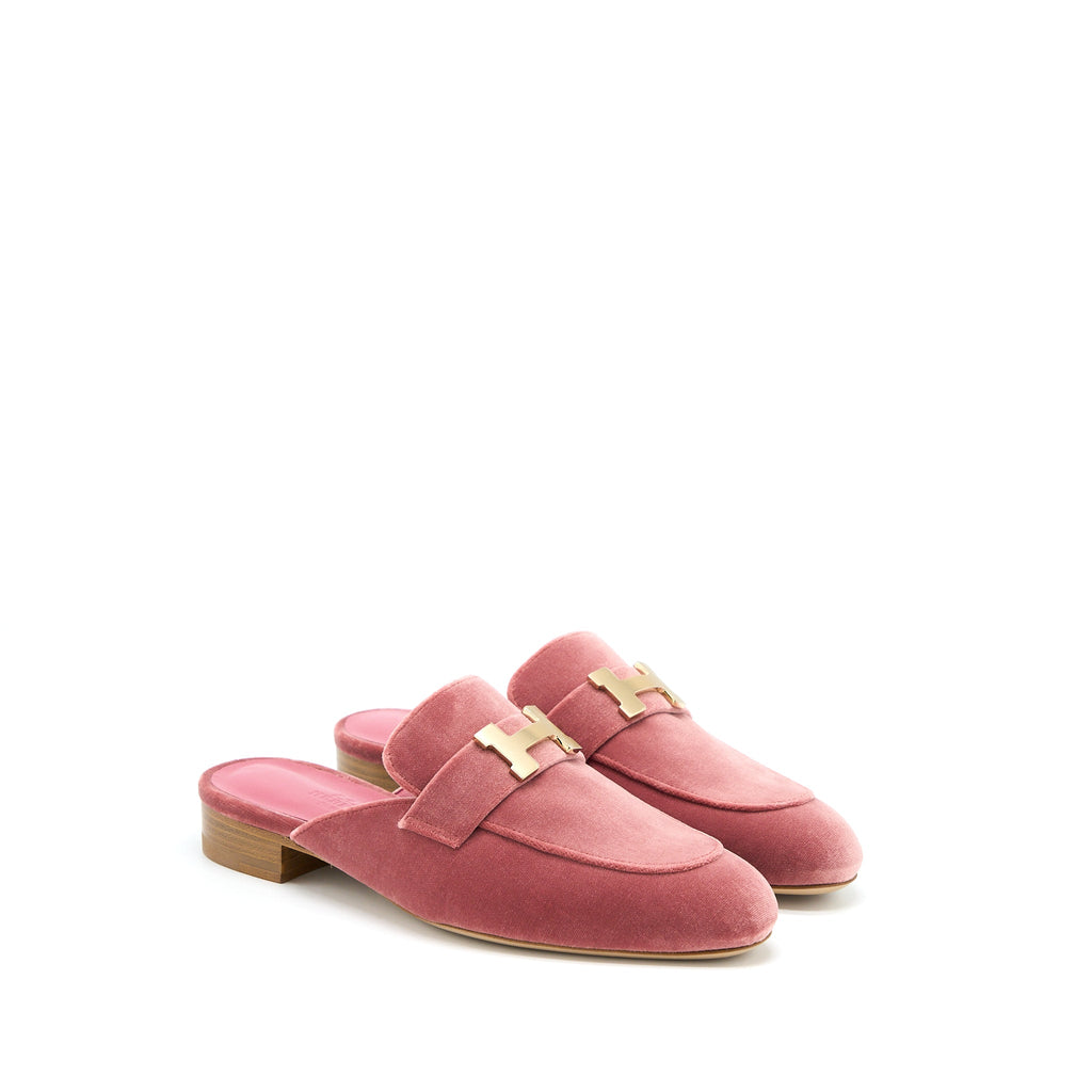 hermes-size-35-trocadero-rose-poudre-velvet-h-logo-buckle-mule-slide-shoes-ghw