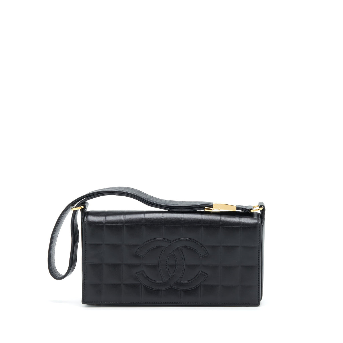 chanel-vintage-chocolate-bar-flap-shoulder-bag-lambskin-black-ghw