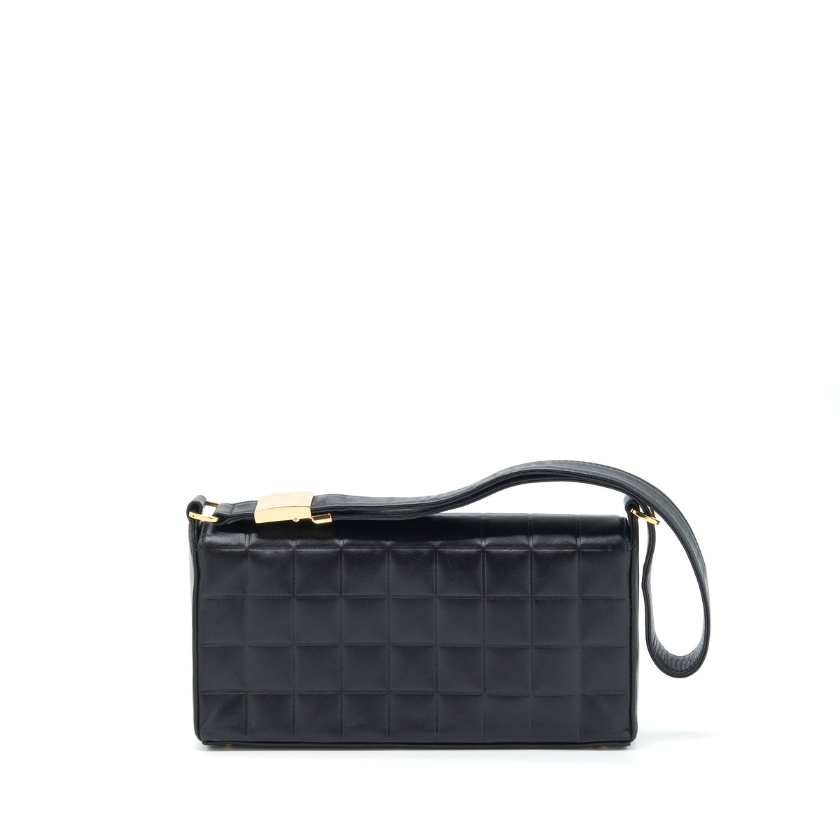 chanel-vintage-chocolate-bar-flap-shoulder-bag-lambskin-black-ghw