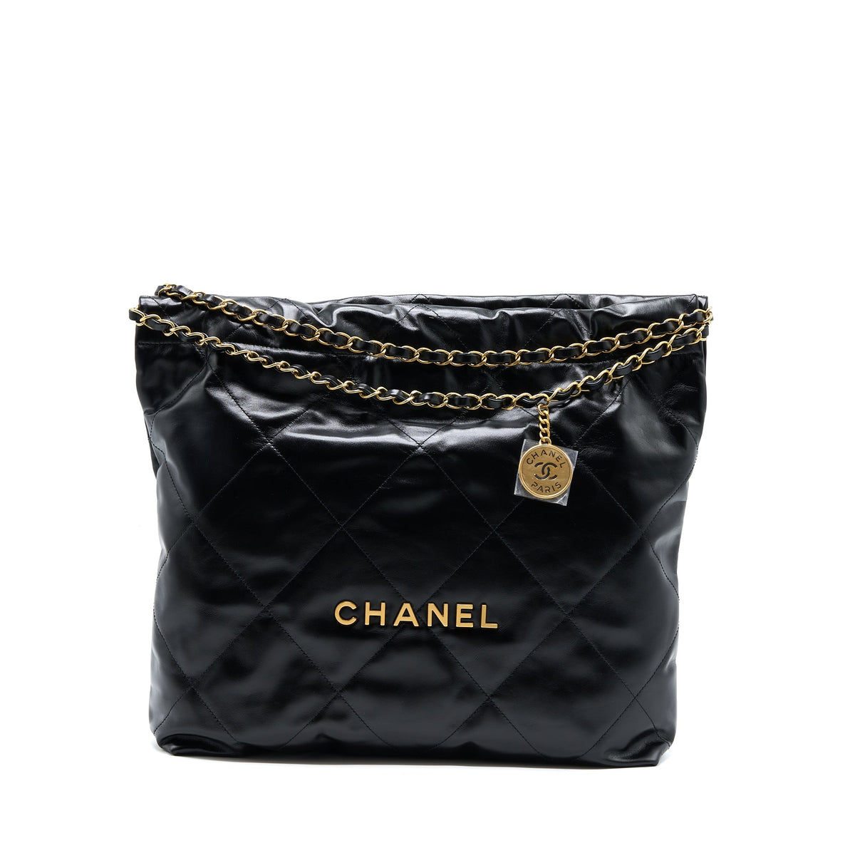 chanel-medium-22-bag-gold-letter-shiny-calfskin-black-ghw-microchip