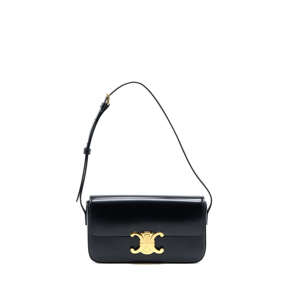 celine-triomphe-shoulder-bag-calfskin-black-ghw