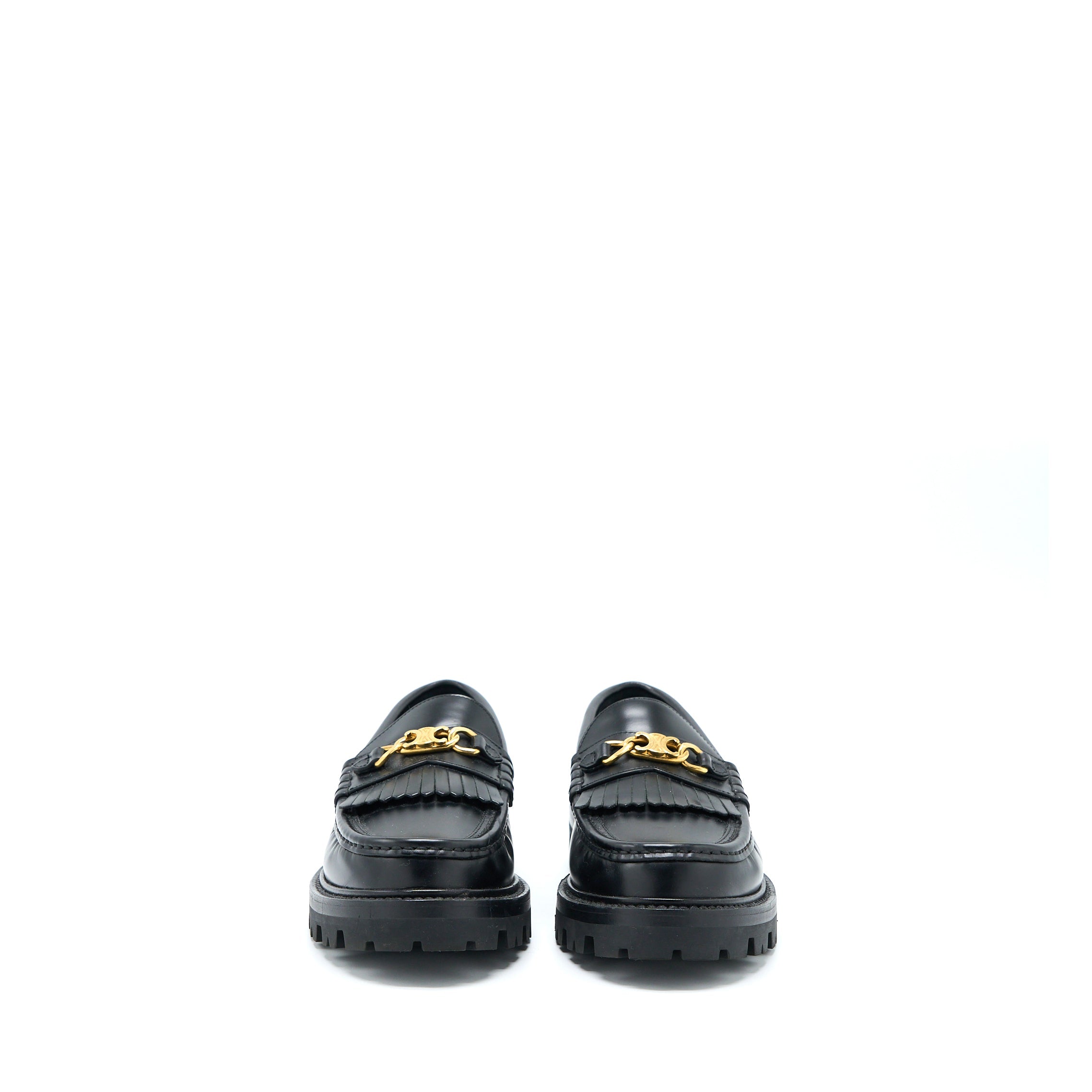 celine-size-38-triomphe-chunky-loafer-calfskin-black-ghw