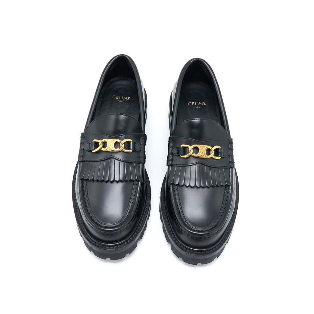 celine-size-38-triomphe-chunky-loafer-calfskin-black-ghw