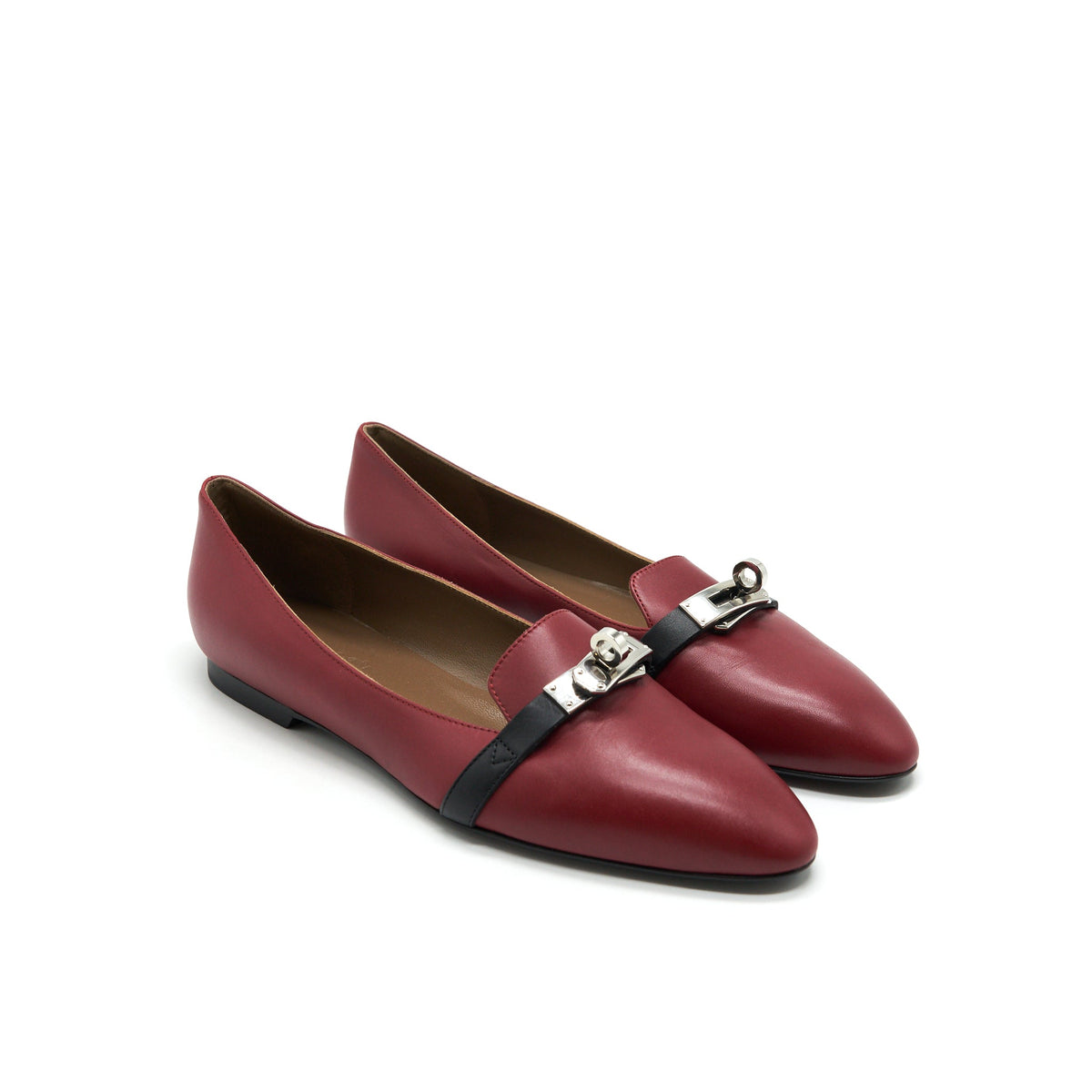 hermes-buckle-flat-shoes-in-red
