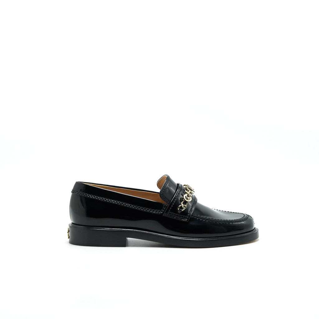 chanel-size-37-letter-loafer-black-ghw