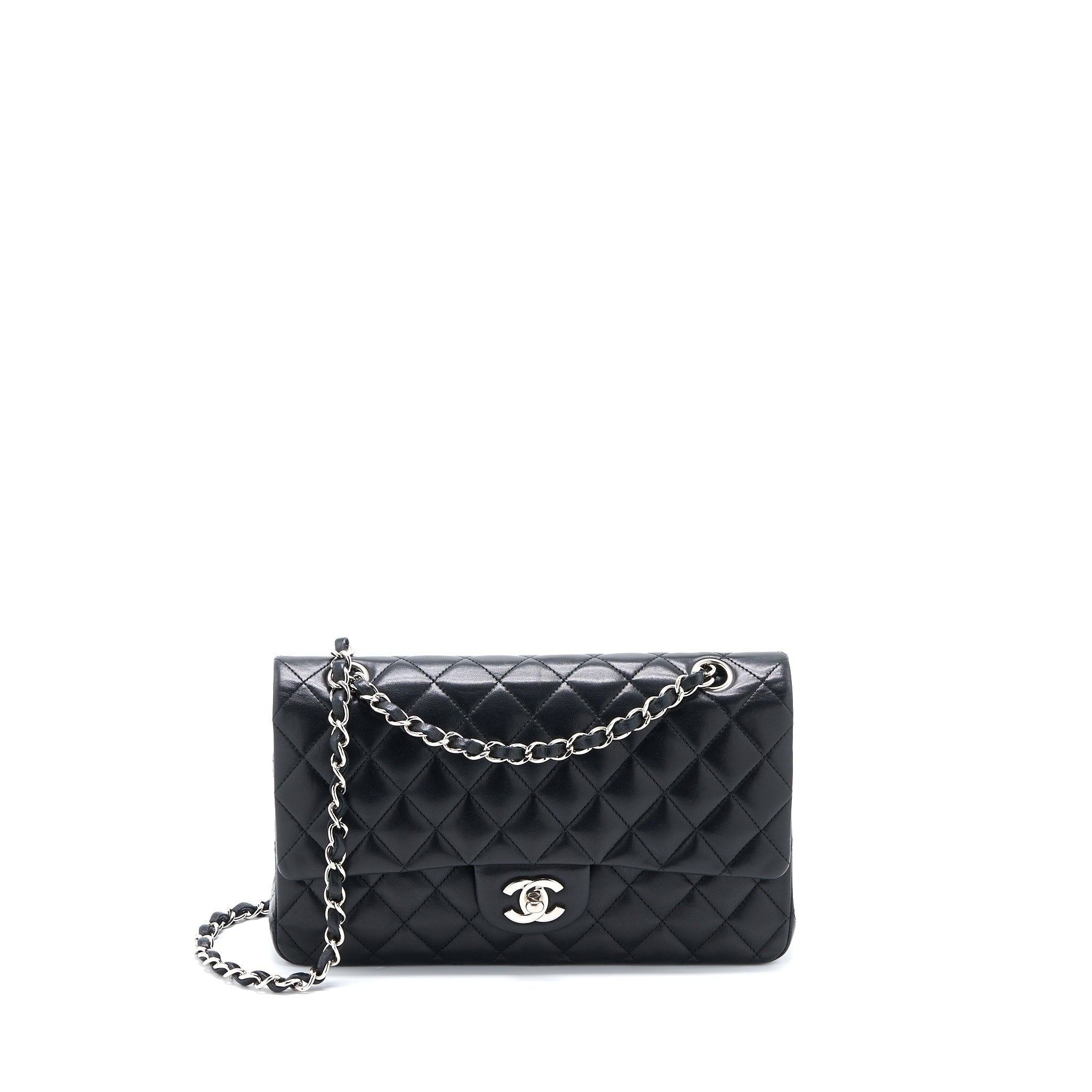 chanel-medium-classic-double-flap-bag-lambskin-black-shw