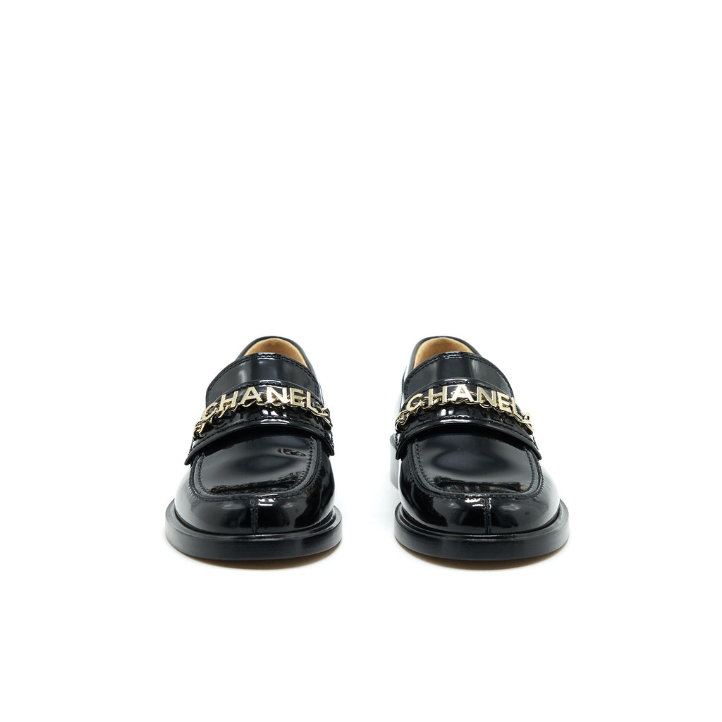 chanel-size-37-letter-loafer-black-ghw