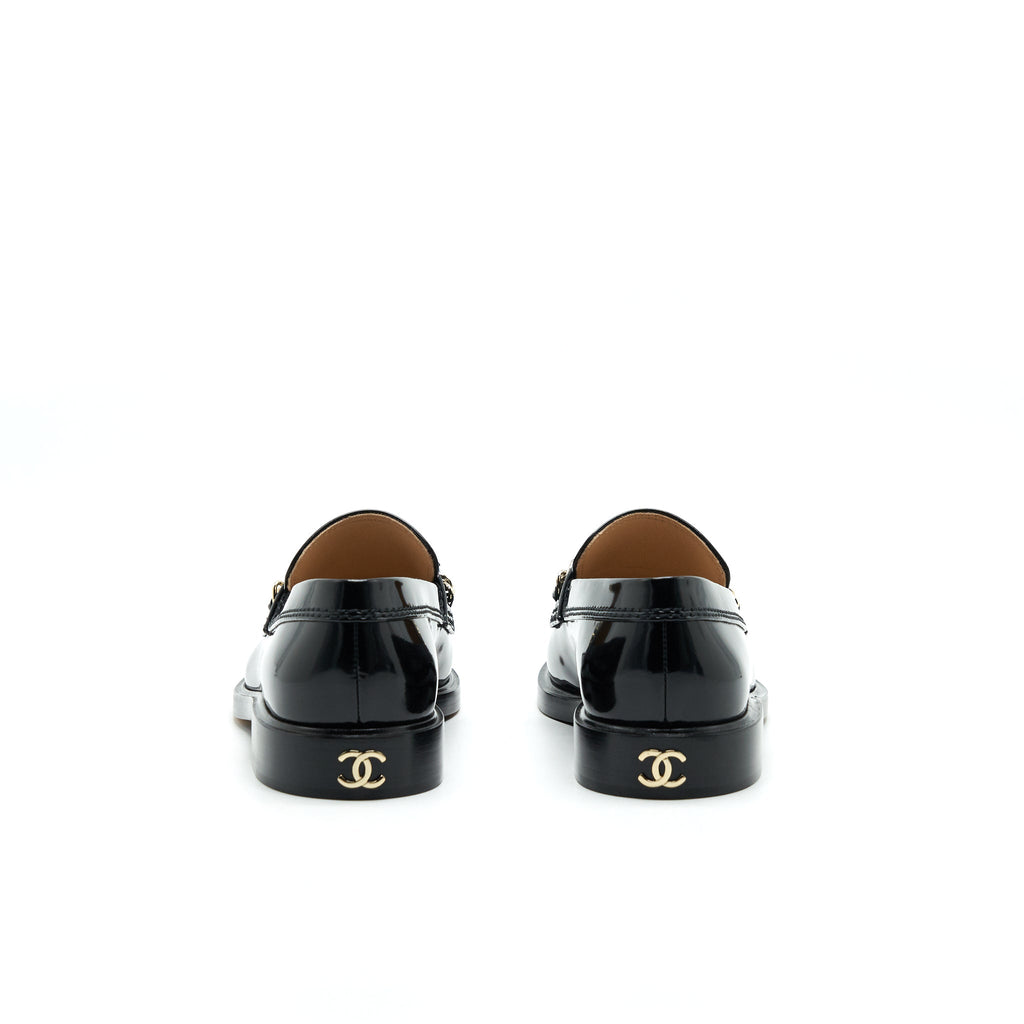 chanel-size-37-letter-loafer-black-ghw