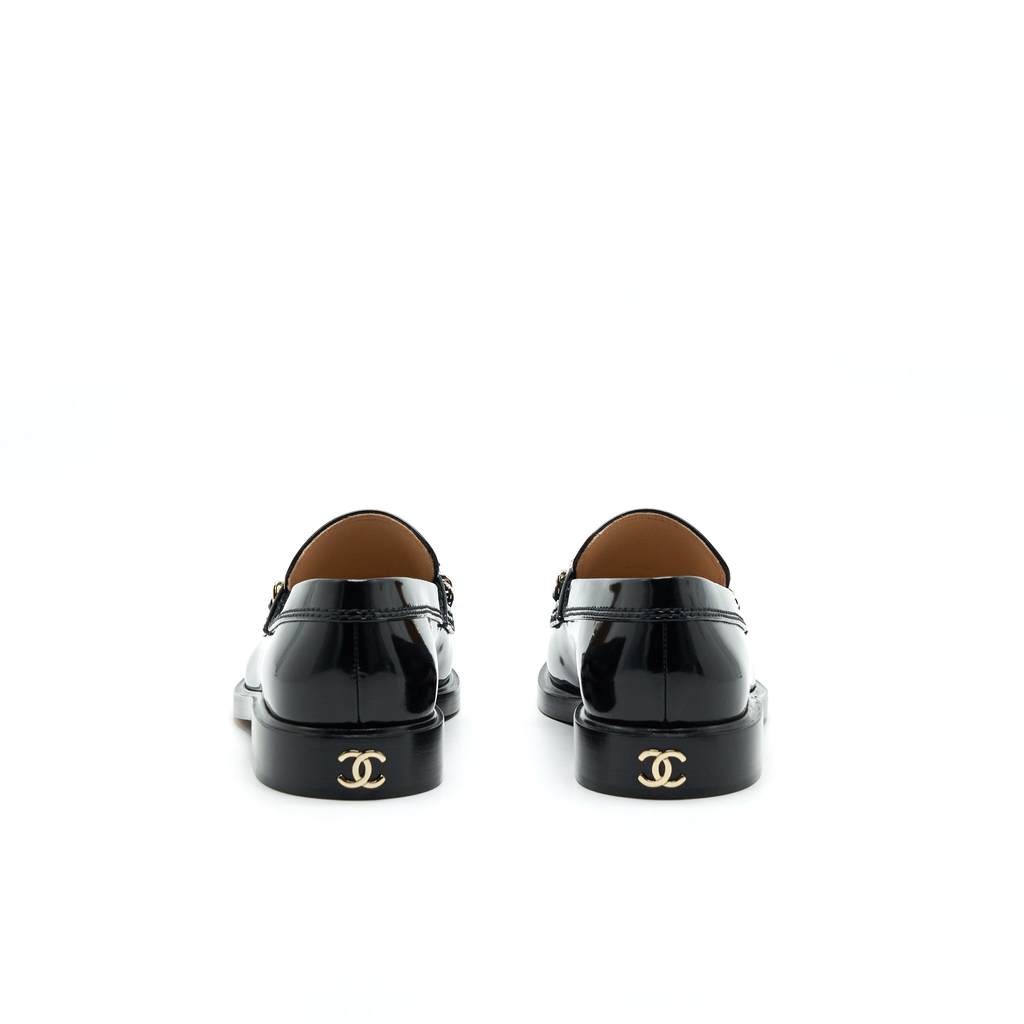 chanel-size-37-letter-loafer-black-ghw