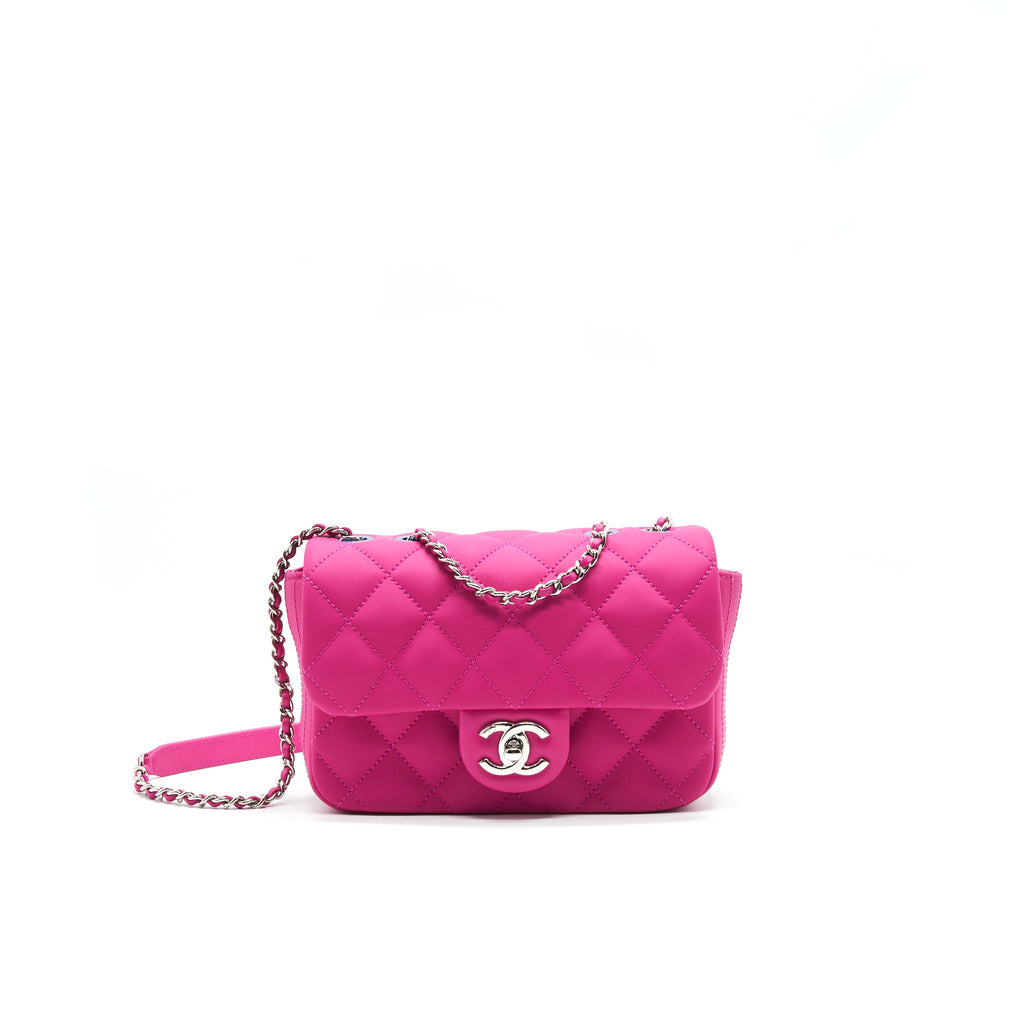 chanel-rubber-quilted-lambskin-flap-bag-pink-shw