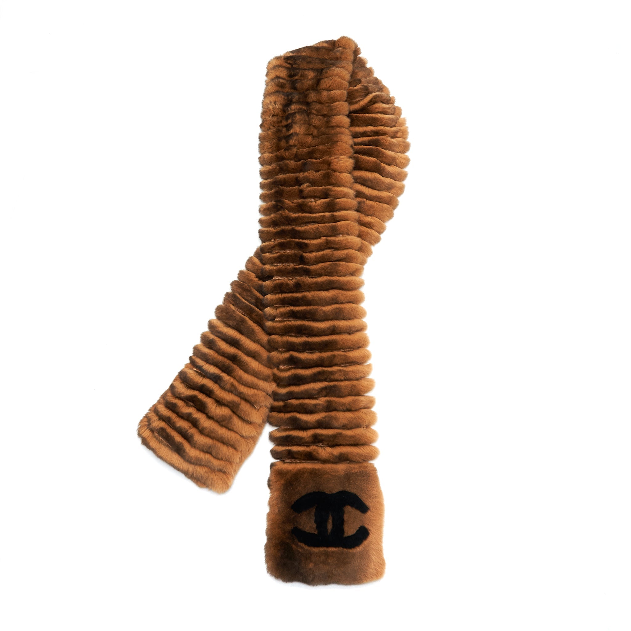 chanel-cc-logo-fur-scarf-brown
