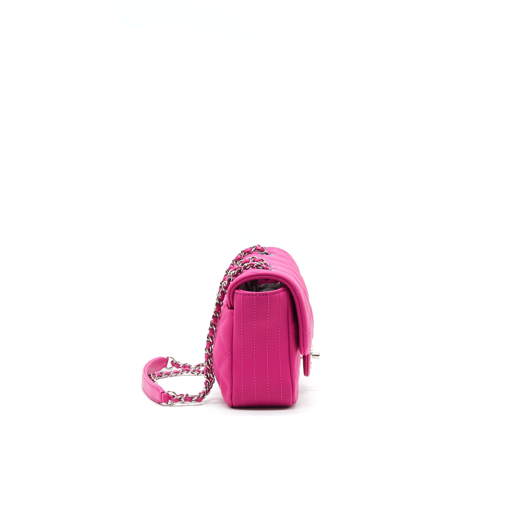 chanel-rubber-quilted-lambskin-flap-bag-pink-shw