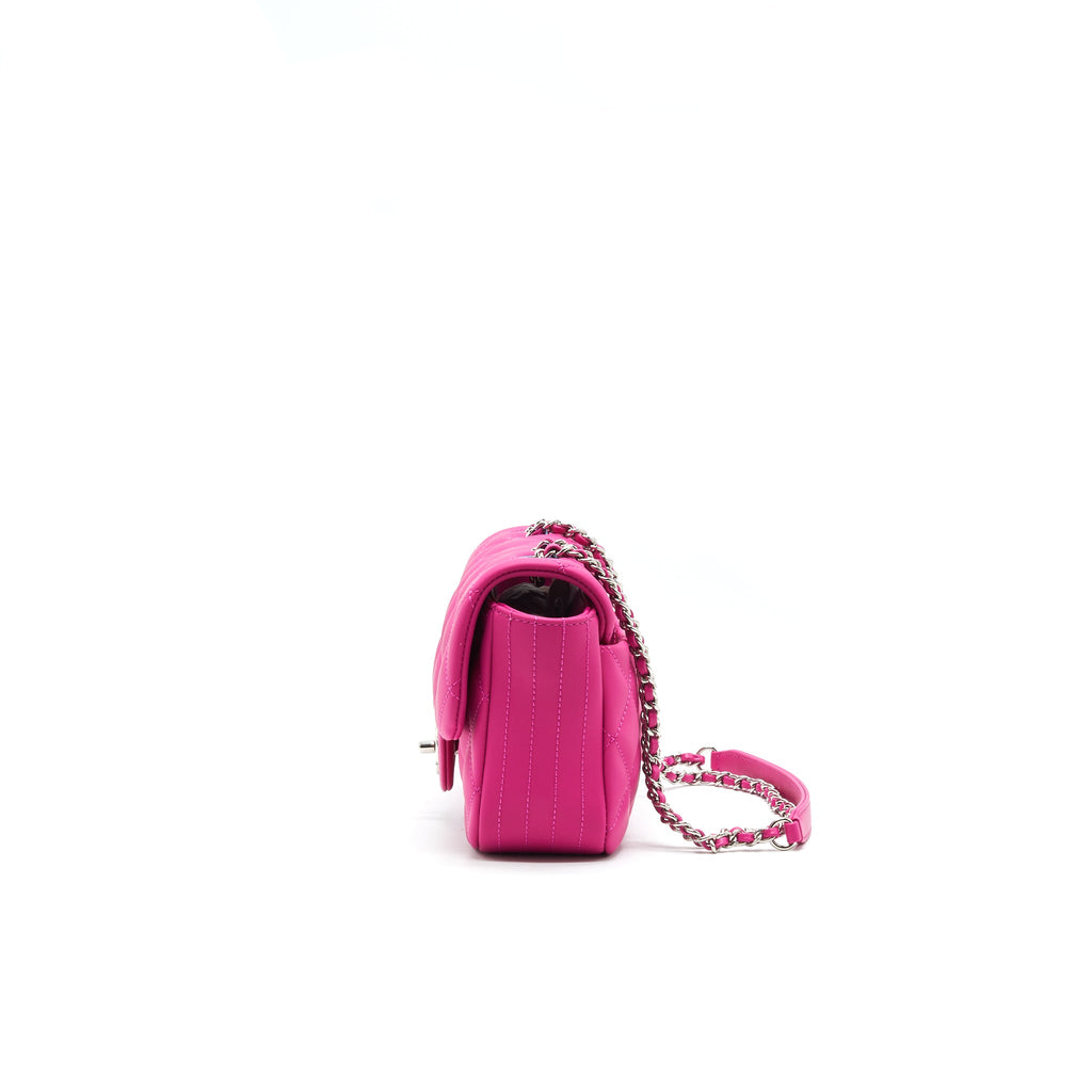 chanel-rubber-quilted-lambskin-flap-bag-pink-shw