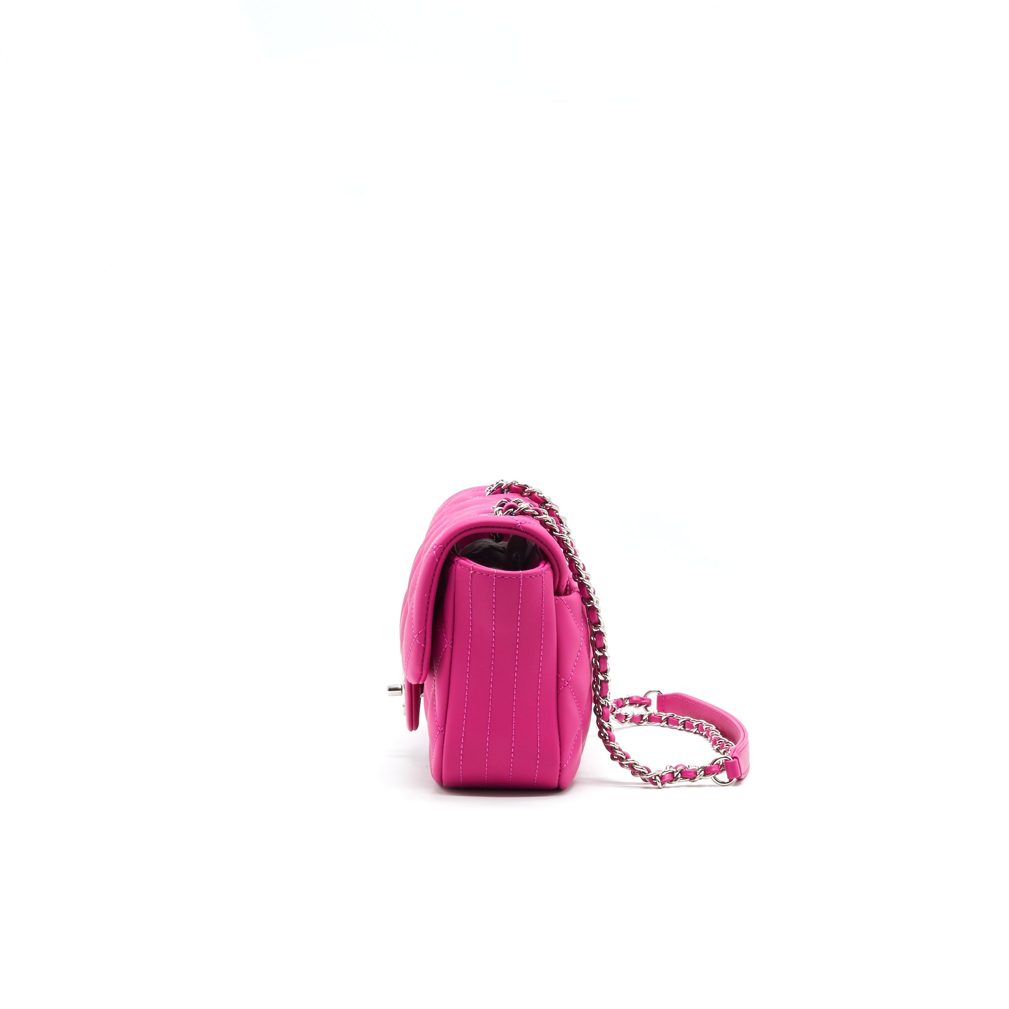 chanel-rubber-quilted-lambskin-flap-bag-pink-shw