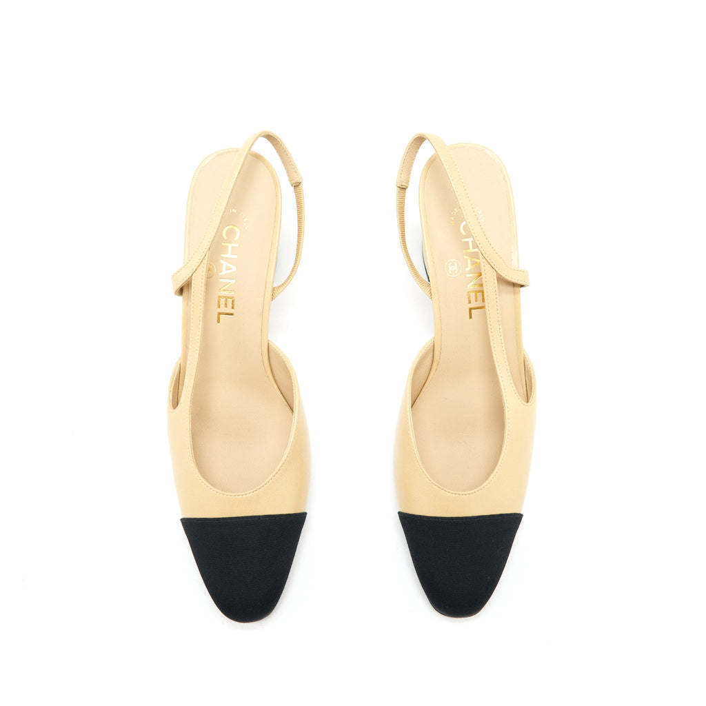 chanel-size-39-sling-back-beige-black