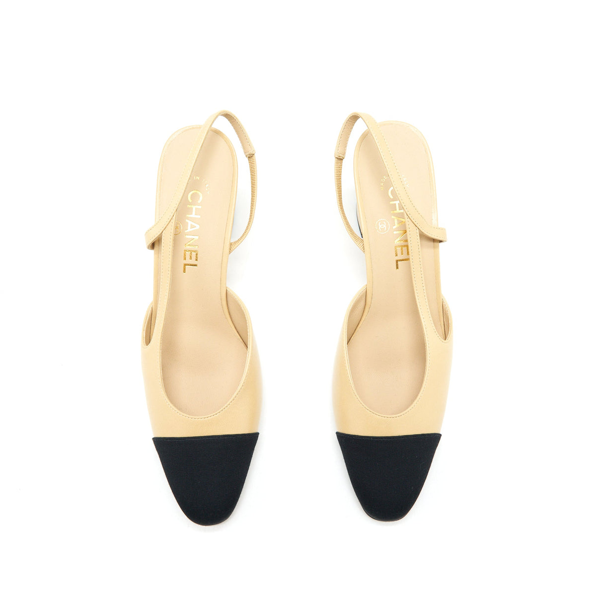 chanel-size-39-sling-back-beige-black
