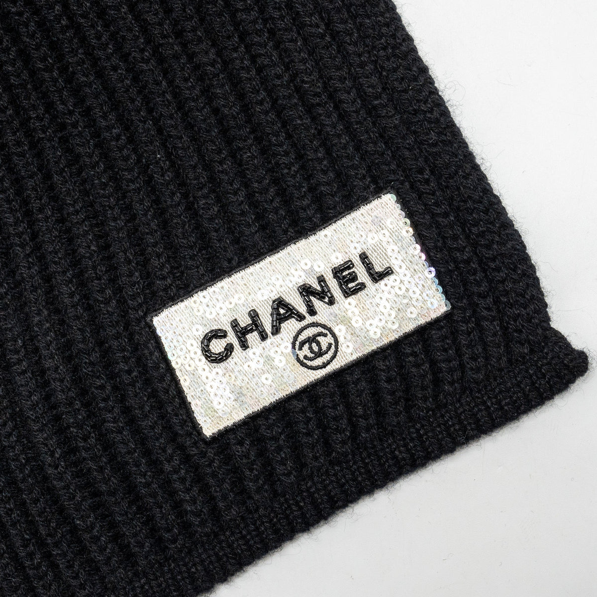 chanel-letter-and-cc-logo-scarf-cashmere-black-copy