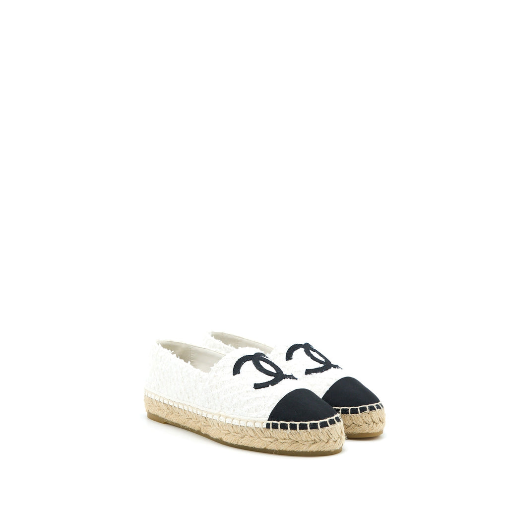 chanel-size-37-espadrilles-cotton-tweed-white-black
