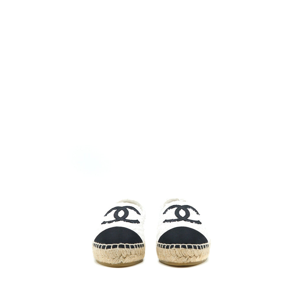 chanel-size-37-espadrilles-cotton-tweed-white-black