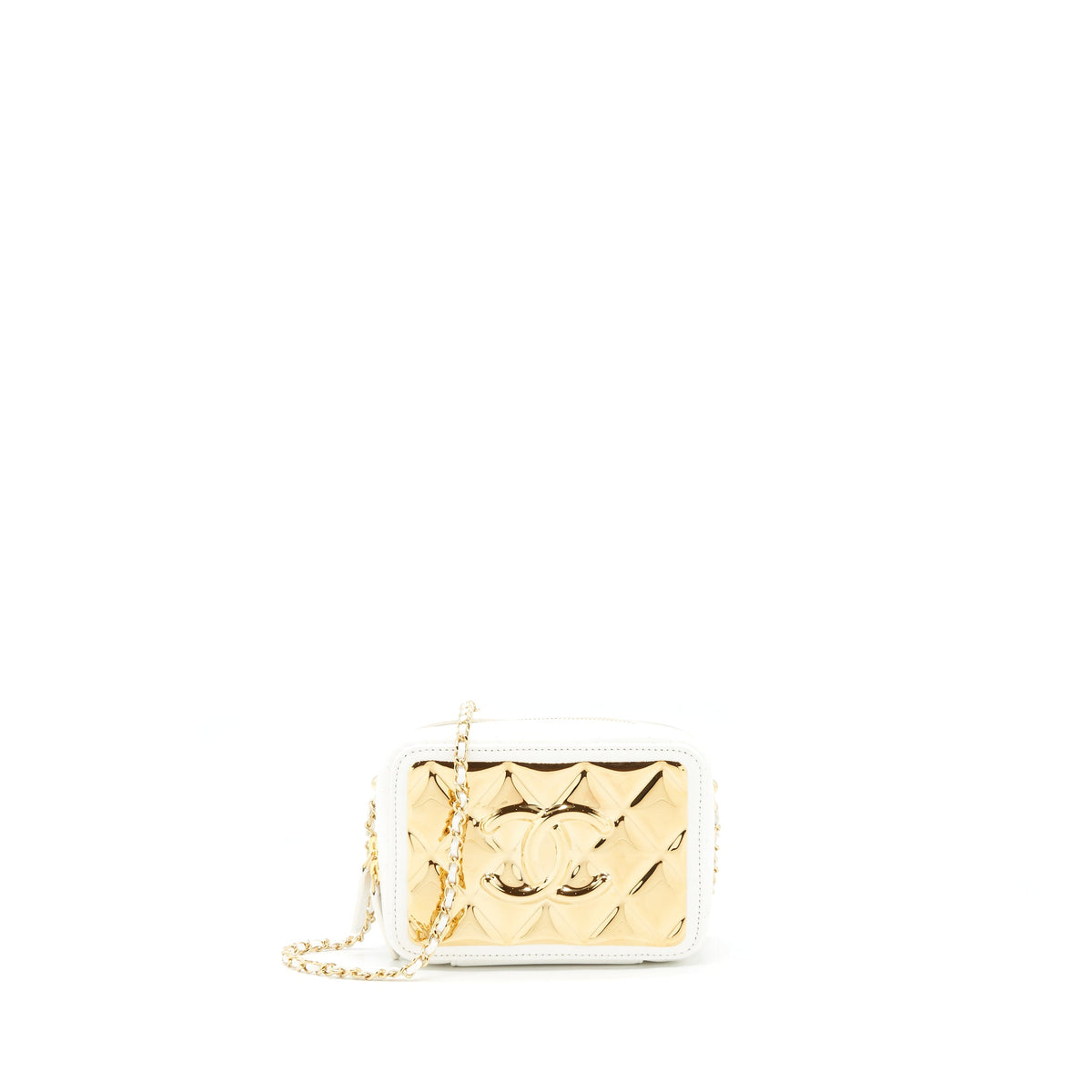 chanel-21k-small-metal-plate-vanity-with-chain-white-ghw