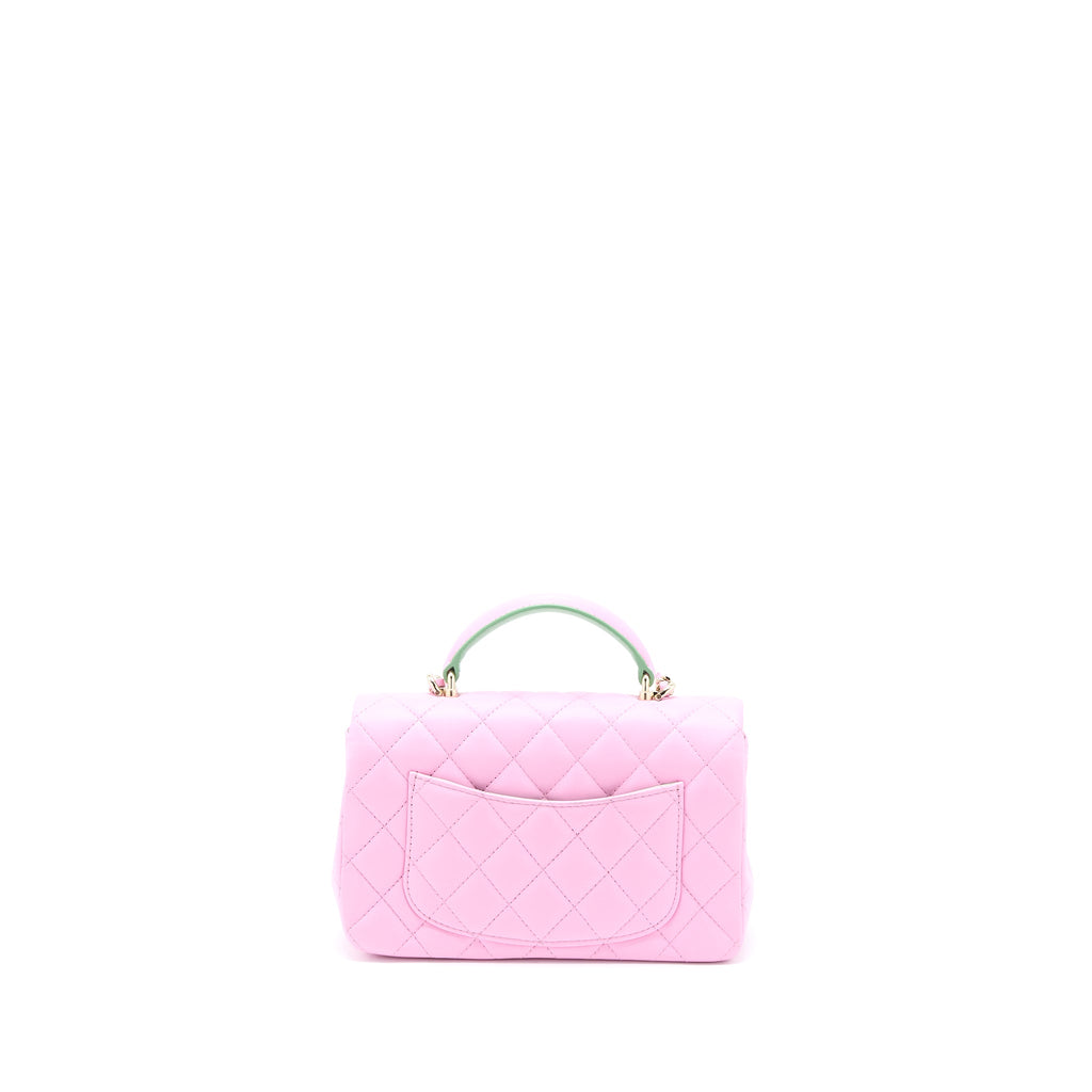 copy-of-chanel-top-handle-mini-rectangular-lambskin-pink-light-green-lghw-microchip