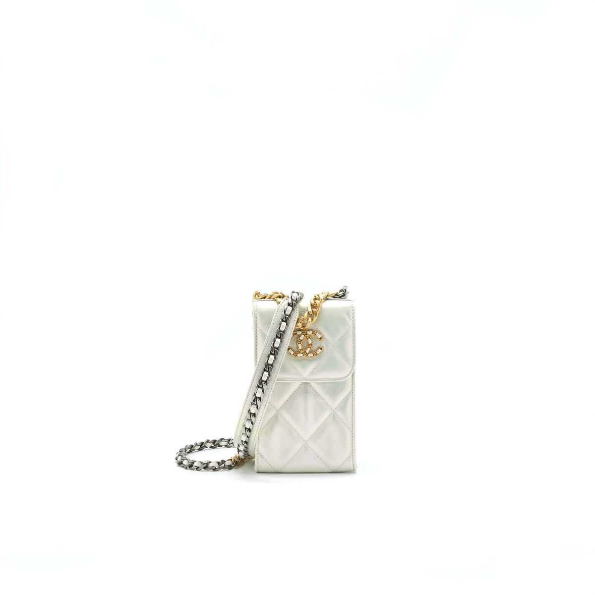 chanel-19-phone-case-with-chain-iridescent-white
