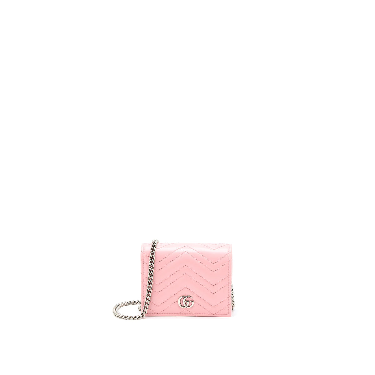 gucci-marmont-card-holder-chain-calfskin-pink-shw
