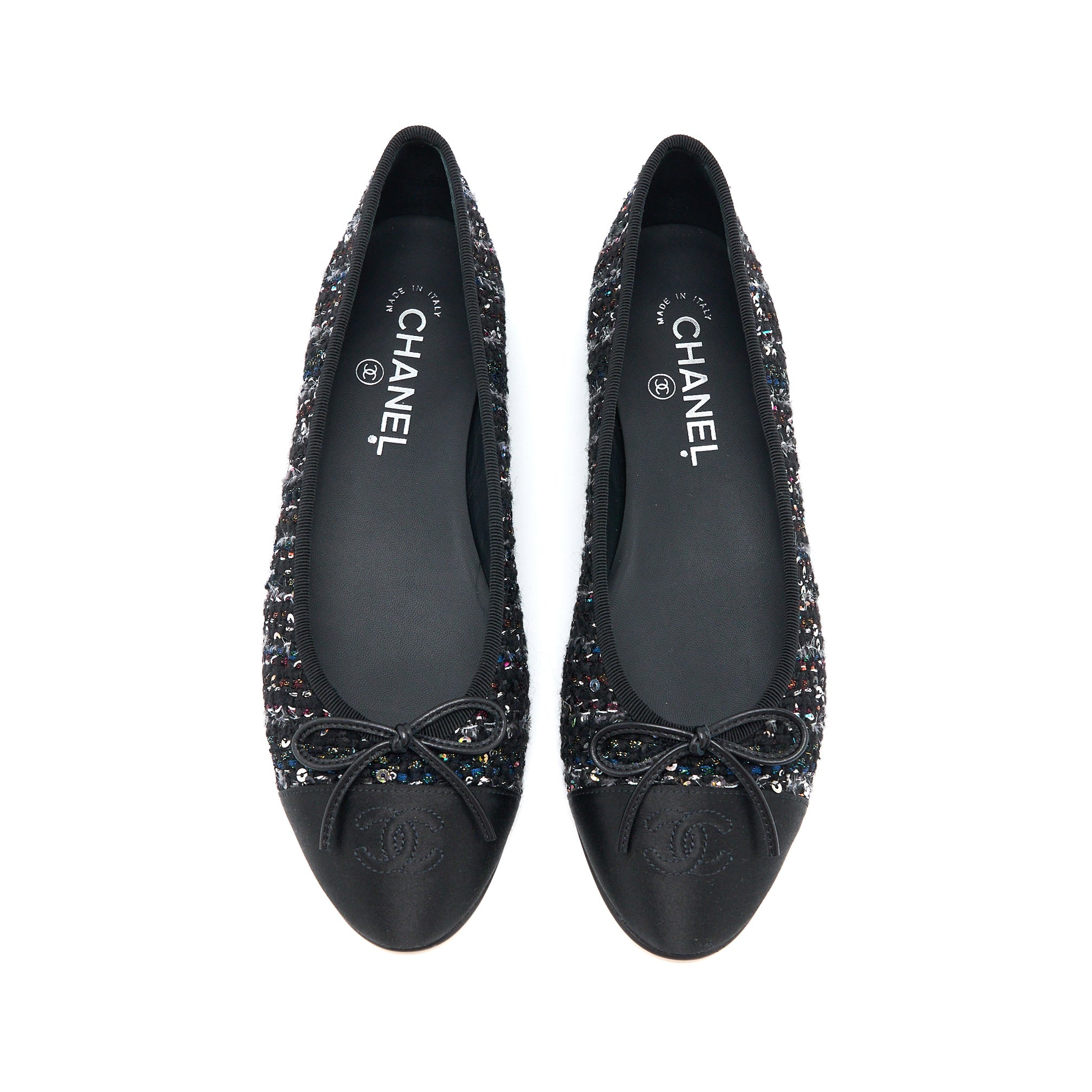 chanel-size-39-ballerina-flat-shoes-tweed-satin-multicolor